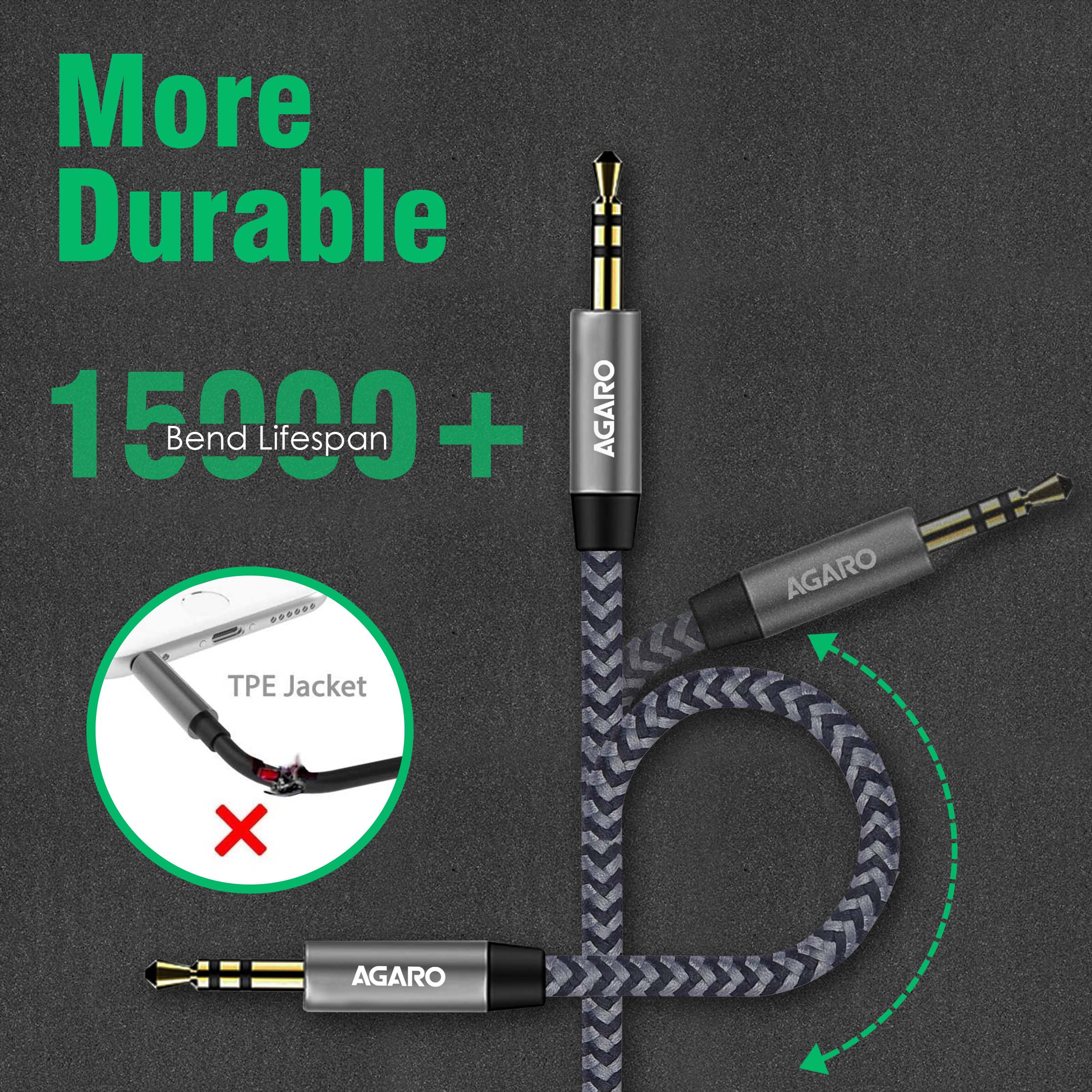 3.5mm Aux Male to Female Extension Cable - Image 3
