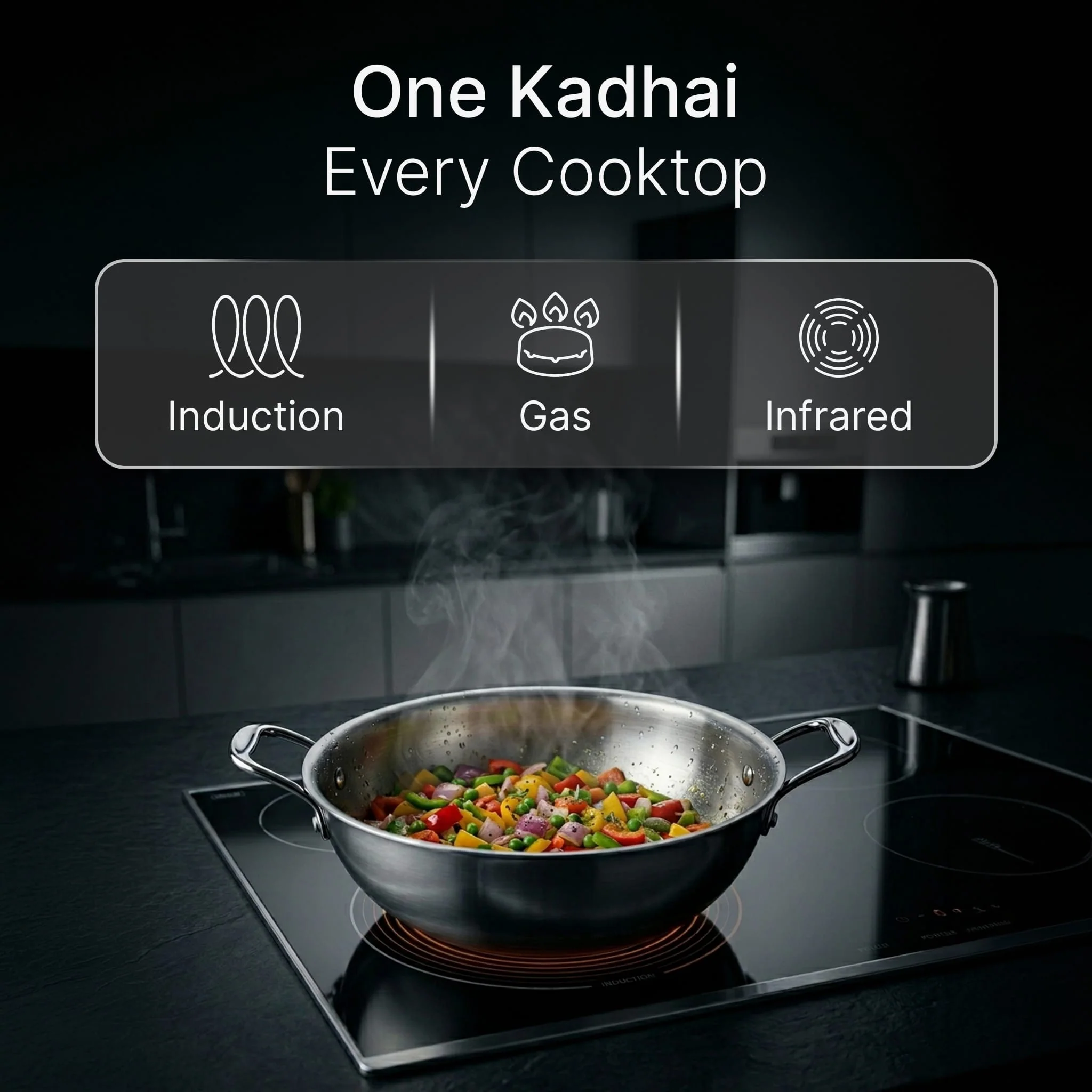 Regency 28 cm Triply Stainless Steel Kadai with Lid, 4L - Image 3