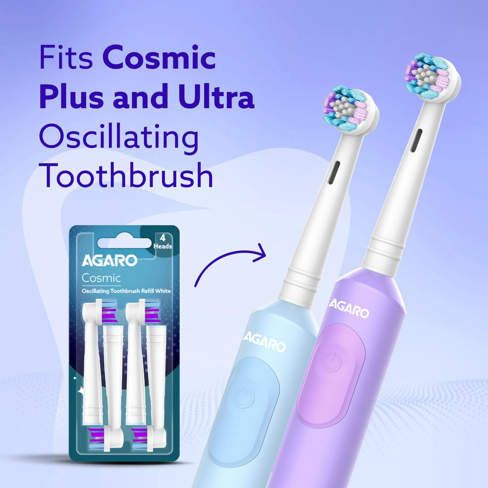 Cosmic Oscillating Electric Toothbrush Refill Heads Pack of 4 - Image 6