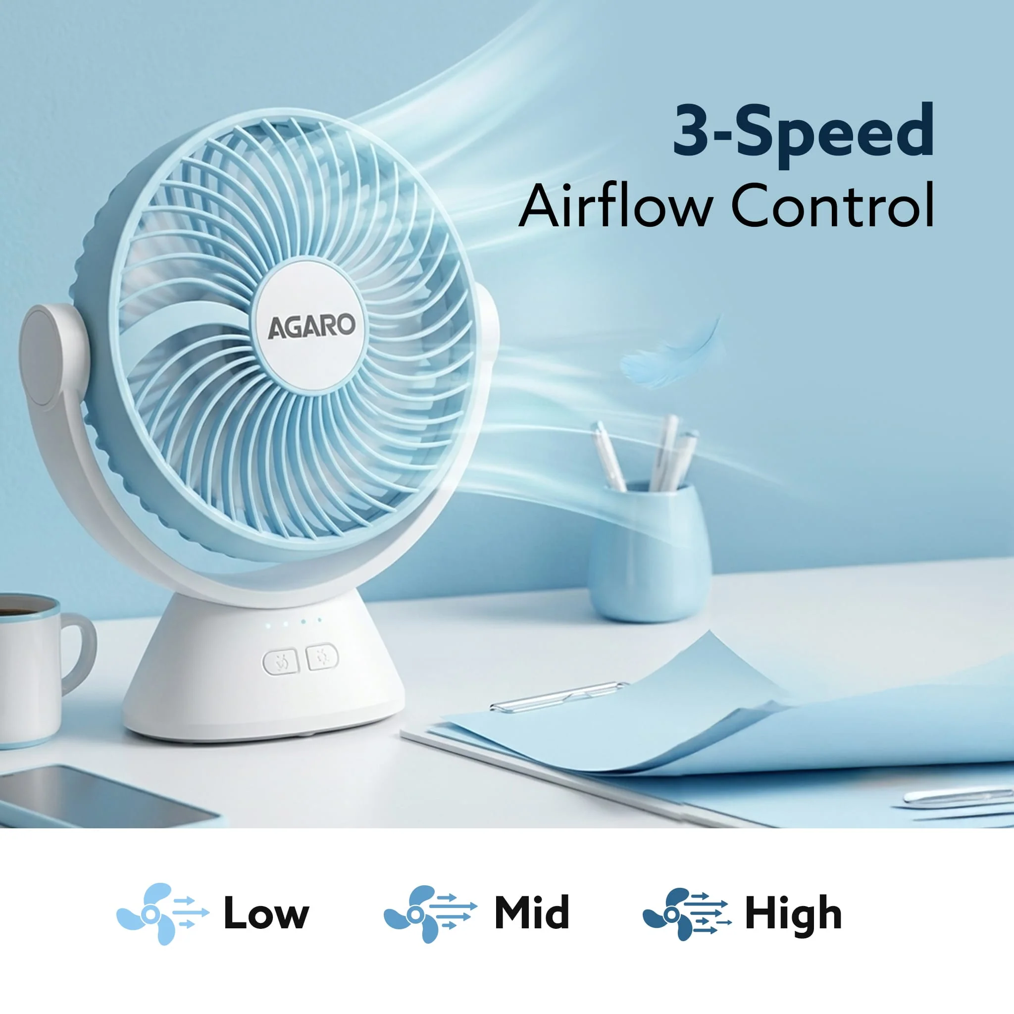 Delight Mini Desk Fan, Rechargeable & Portable - Image 2