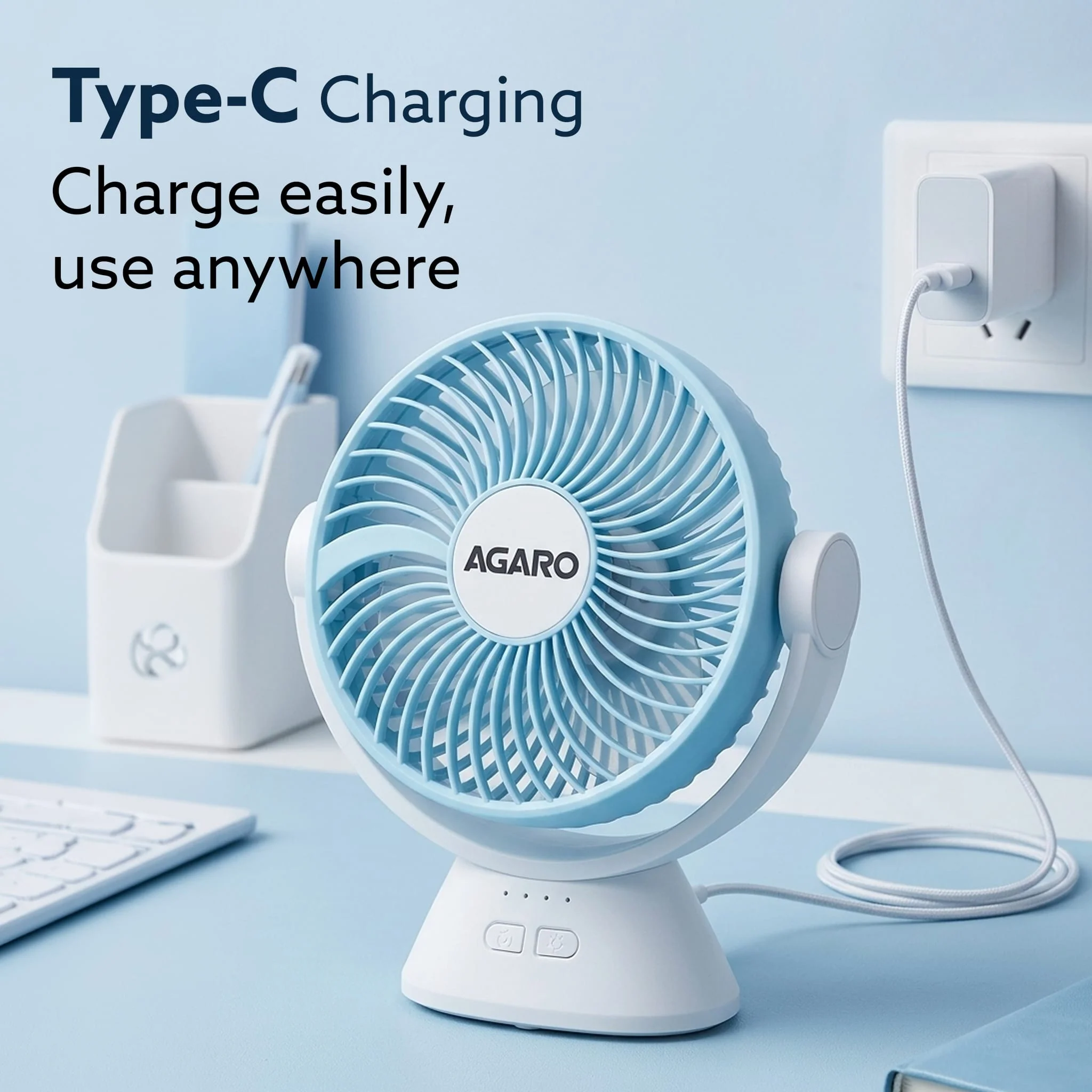 Delight Mini Desk Fan, Rechargeable & Portable - Image 5