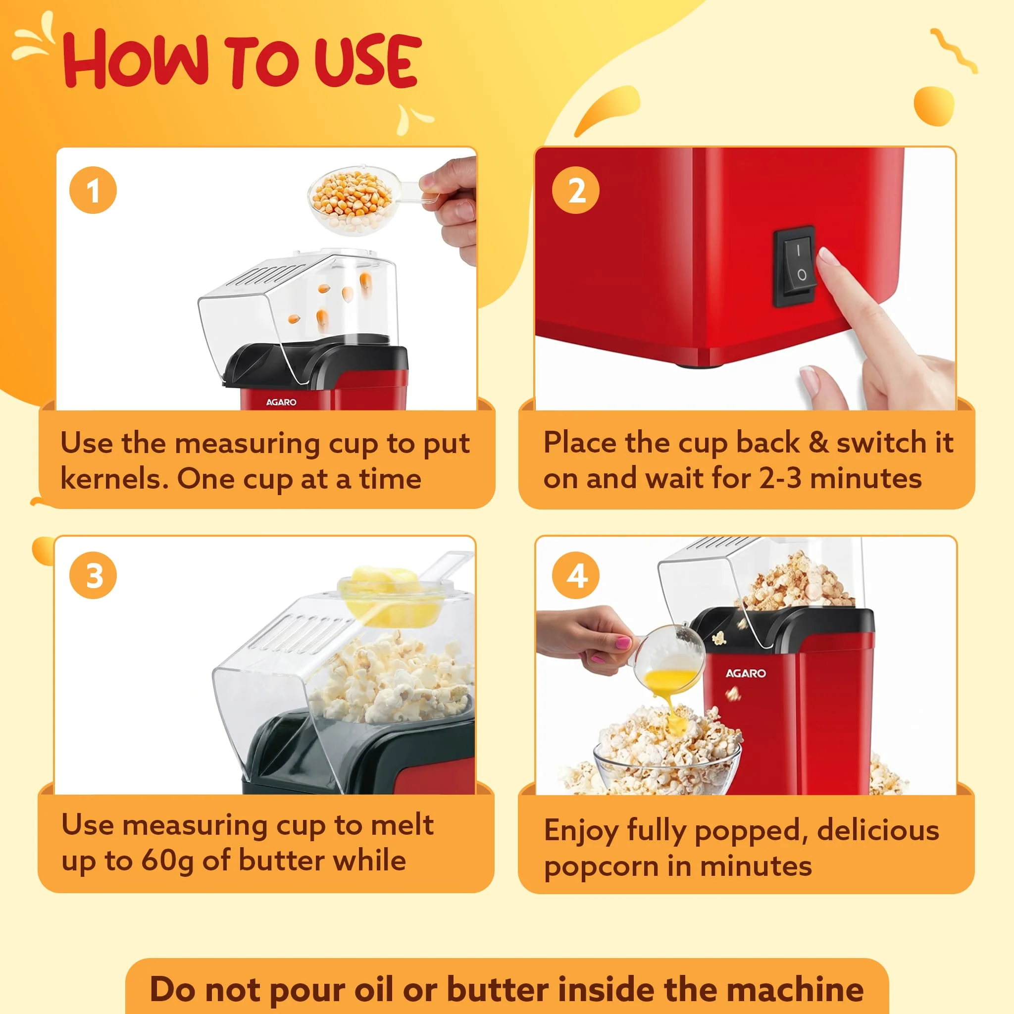 Delite Electric Popcorn Maker, 1200W - Image 5