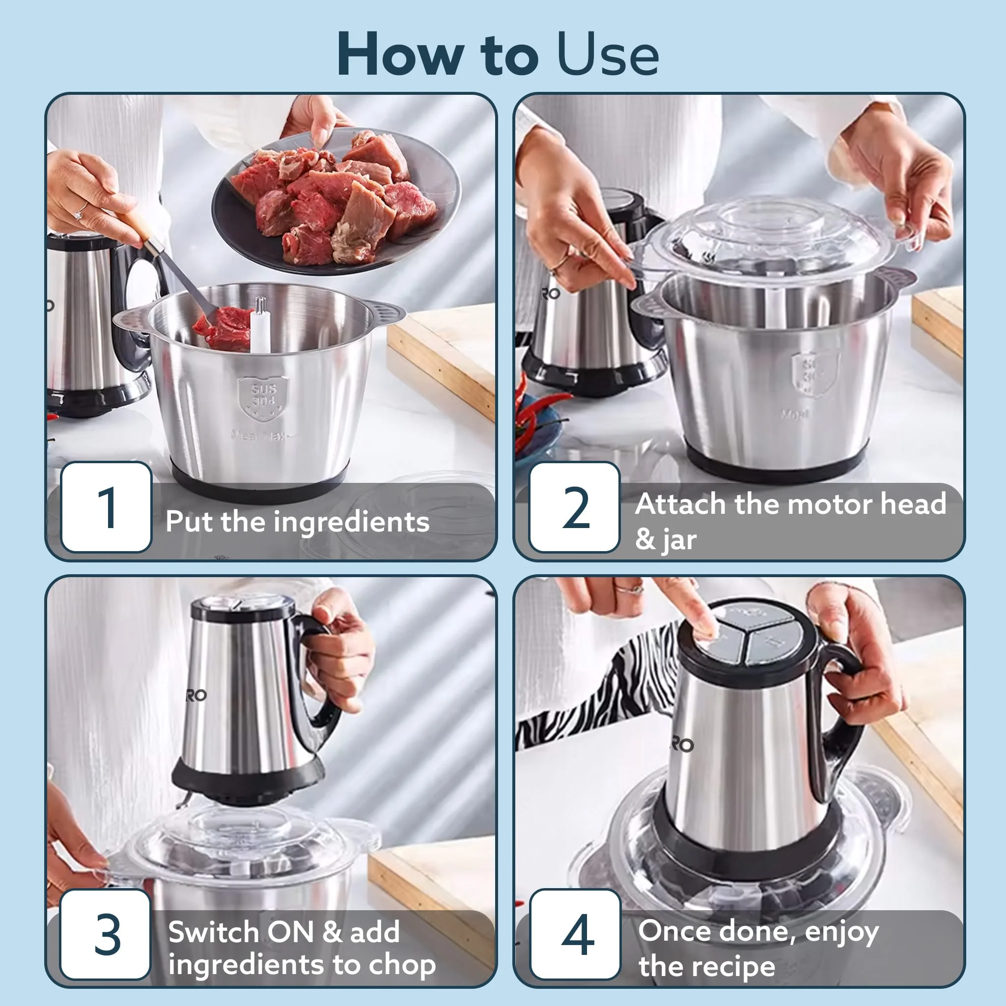 Delite Vegetable & Meat Chopper for Kitchen, Garlic Peeler, Egg Whisker, 2L Bowl - Image 6