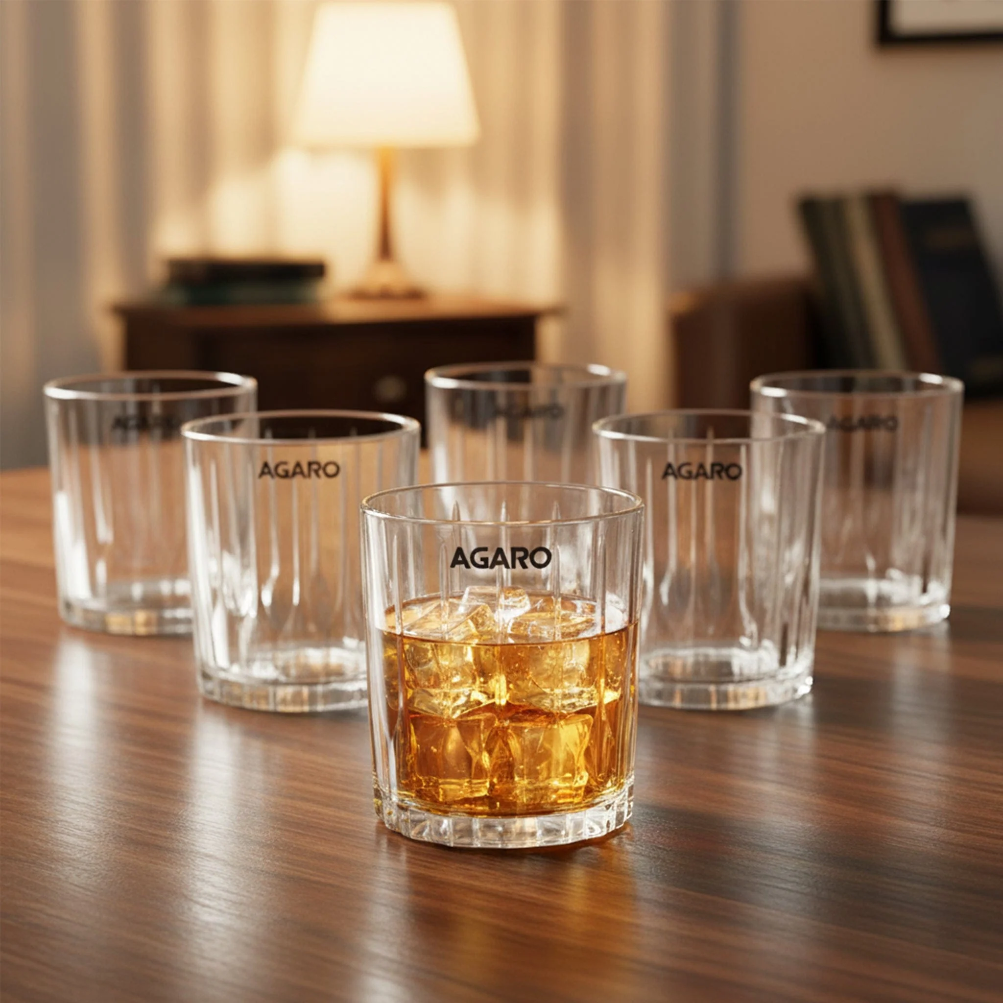 Elegant Whiskey Glass, Set of 6, 325ML, Vertical Stripe Cut Design, Crystal Clear Tumbler Set, Home, Bar Drinking Glass Set for Scotch, Whisky, Bourbon, Liquor, Wine, Cocktail Drinks, Gifting