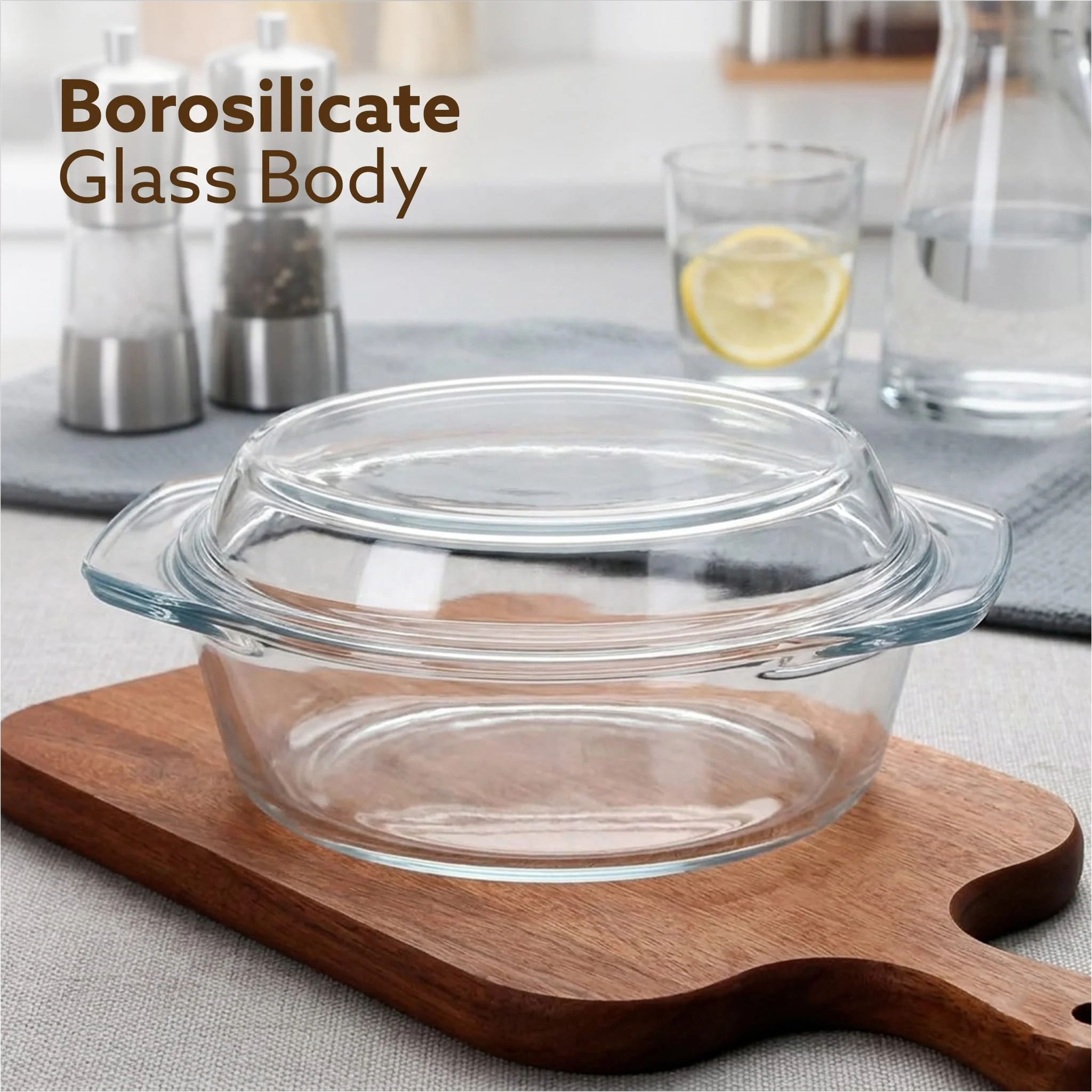 Elite Glass Casserole With Lid - 1500ml - Image 3