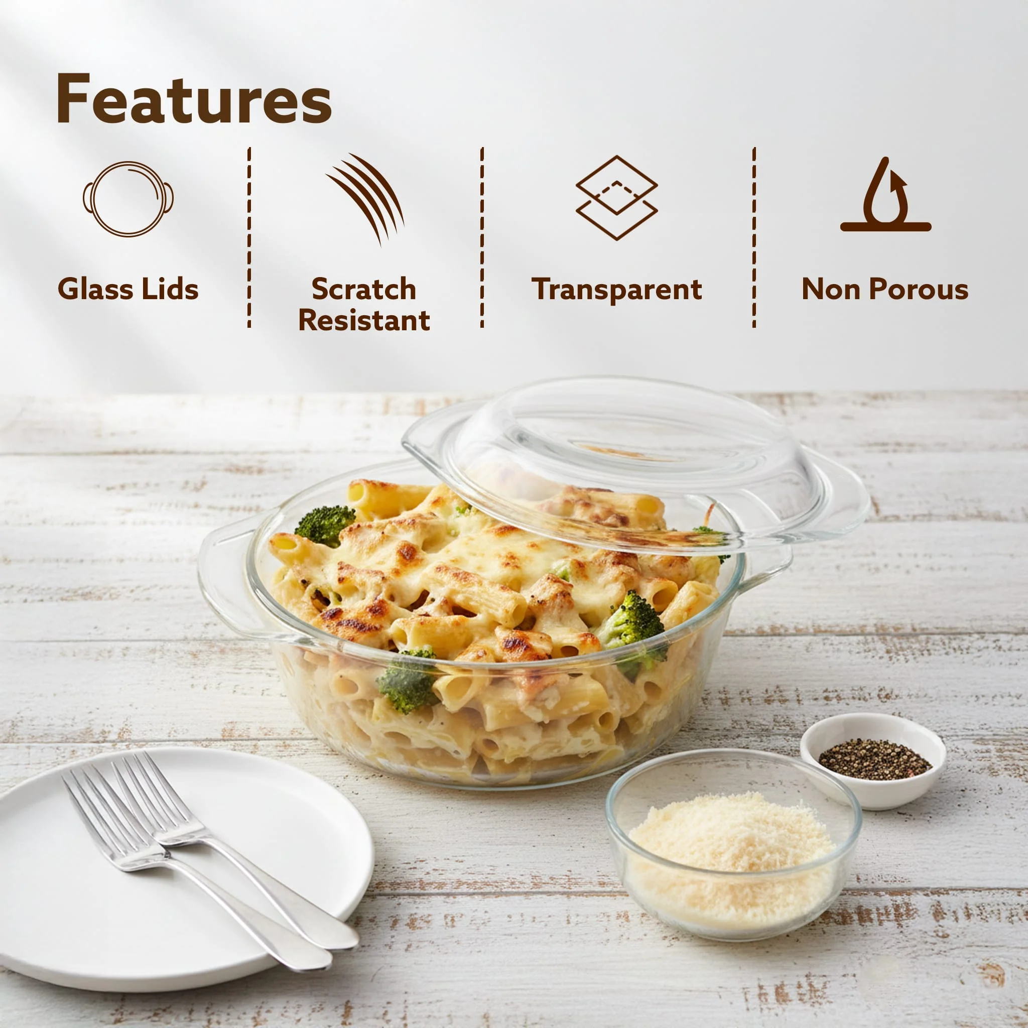 Elite Glass Casserole With Lid - 700ml - Image 5