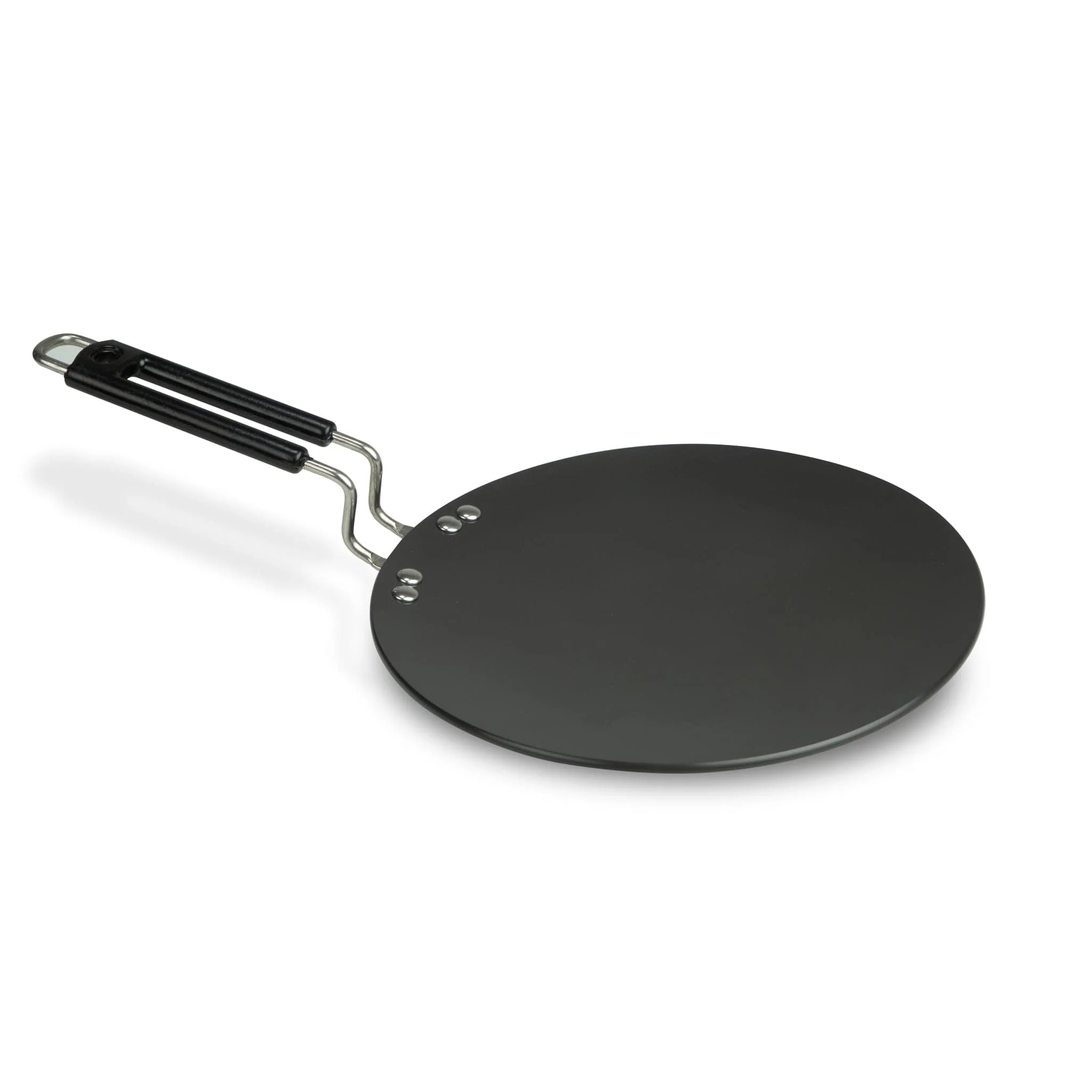 Elite Hard Anodised Tawa, 25cm  diameter, Riveted handle, 3 mm thick plate, Gas Oven Compatible, Cooking, Cookware, Black