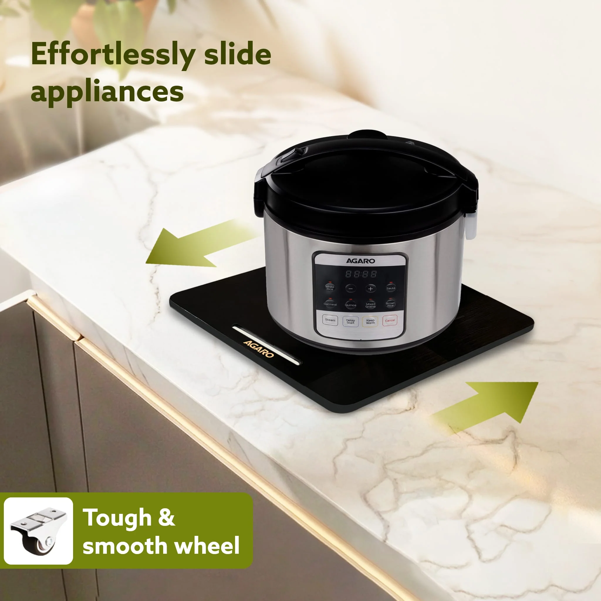 Elite Sliding Tray S1, for Kitchen Appliances, Smooth Countertop Slider Tray with Rubber Wheels for Coffee Machine, Mixer Grinder, Air Fryer, Micro Oven & More, Anti-Slip & Durable Build, Black - Image 3