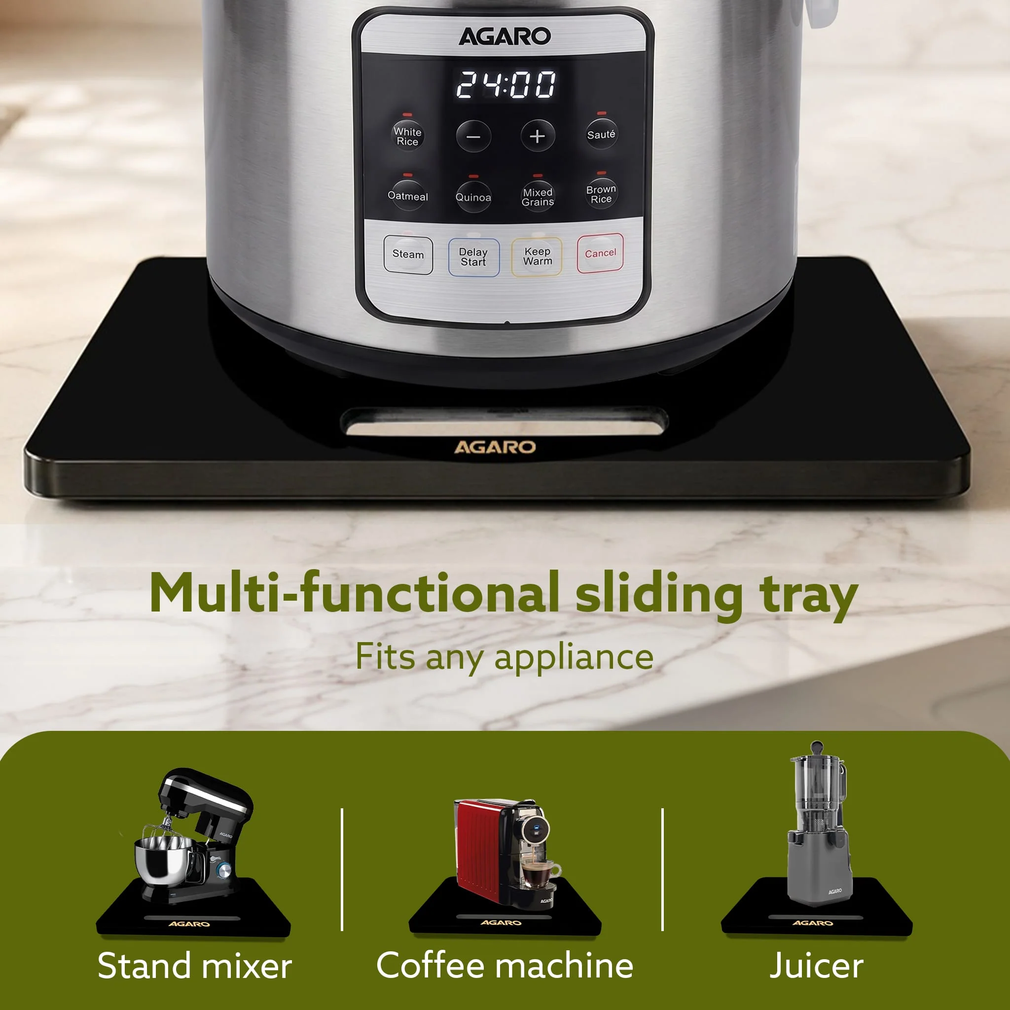 Elite Sliding Tray S1, for Kitchen Appliances, Smooth Countertop Slider Tray with Rubber Wheels for Coffee Machine, Mixer Grinder, Air Fryer, Micro Oven & More, Anti-Slip & Durable Build, Black - Image 4