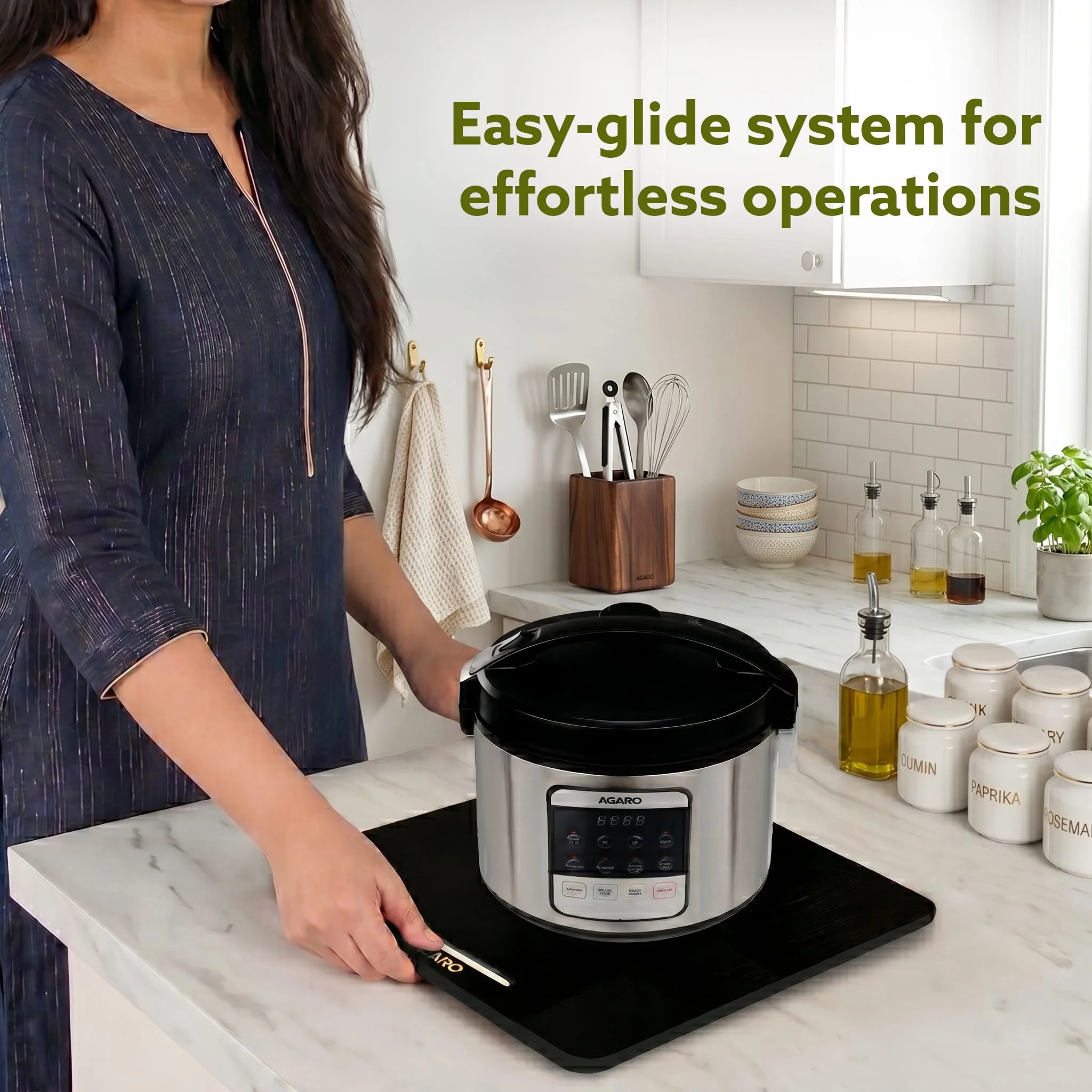 Elite Sliding Tray S1, for Kitchen Appliances, Smooth Countertop Slider Tray with Rubber Wheels for Coffee Machine, Mixer Grinder, Air Fryer, Micro Oven & More, Anti-Slip & Durable Build, Black - Image 9