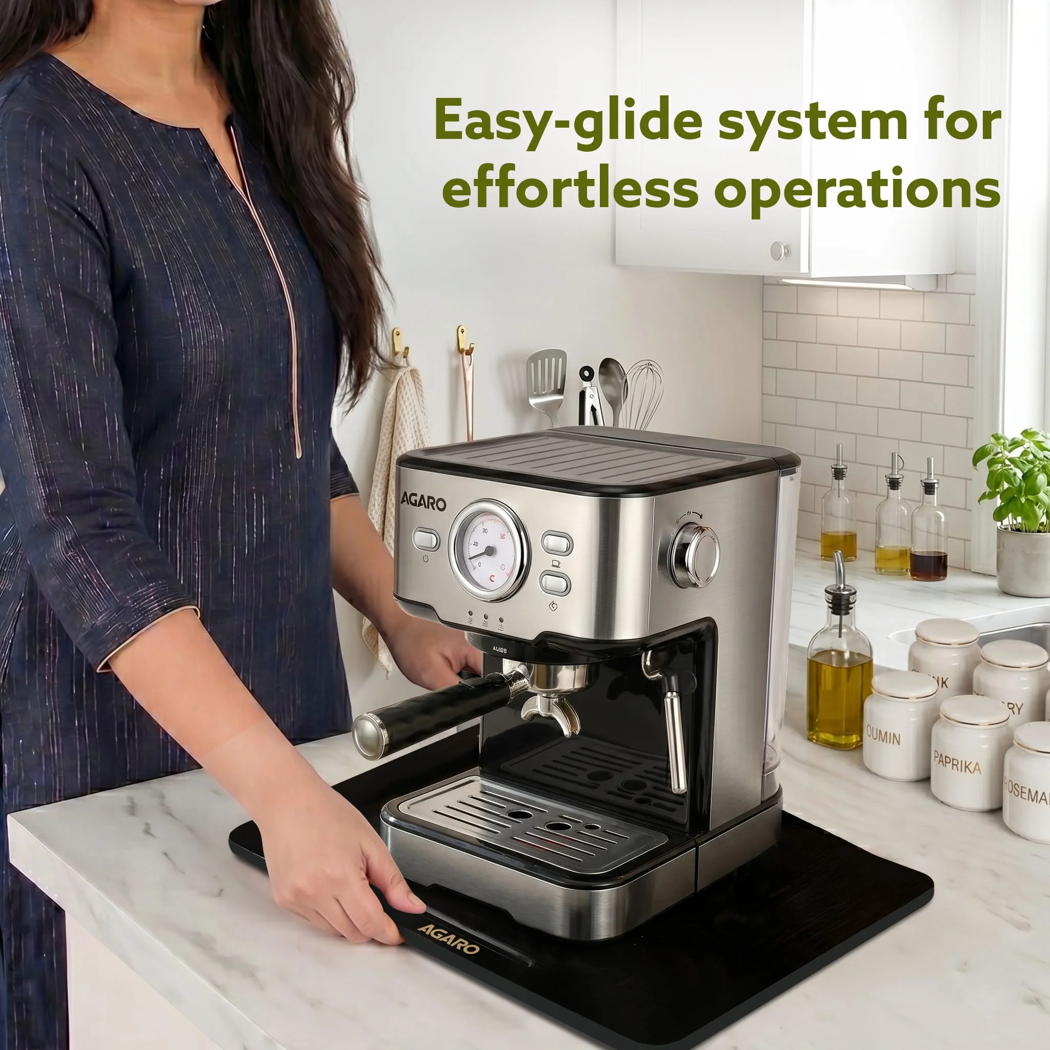 Elite Sliding Tray S2, for Kitchen Appliances, Smooth Countertop Slider Tray with Rubber Wheels for Coffee Machine, Mixer Grinder, Air Fryer, Micro Oven & More, Anti-Slip & Durable Build, Black - Image 9
