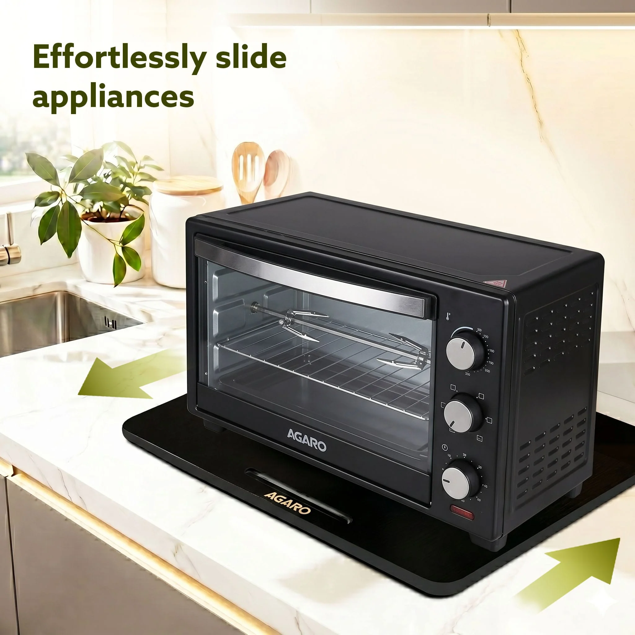 Elite Sliding Tray S3, for Kitchen Appliances, Smooth Countertop Slider Tray with Rubber Wheels for Coffee Machine, Mixer Grinder, Air Fryer, Micro Oven & More, Anti-Slip & Durable Build, Black - Image 3