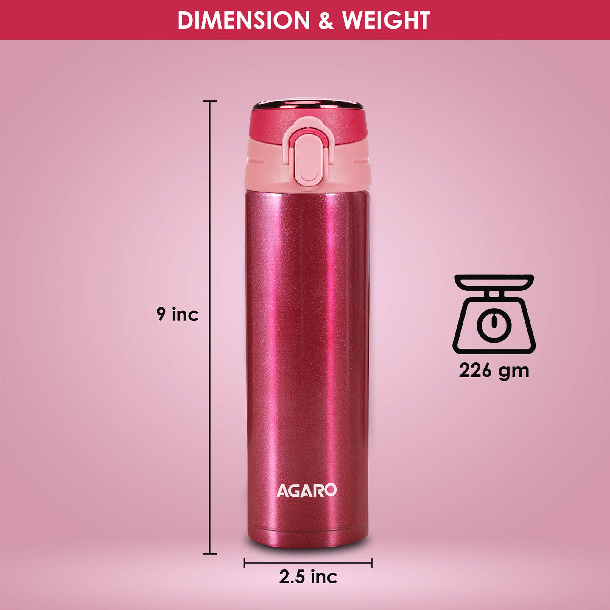 Galaxy Stainless Steel Vacuum Flask 500ML , Du - Image 2