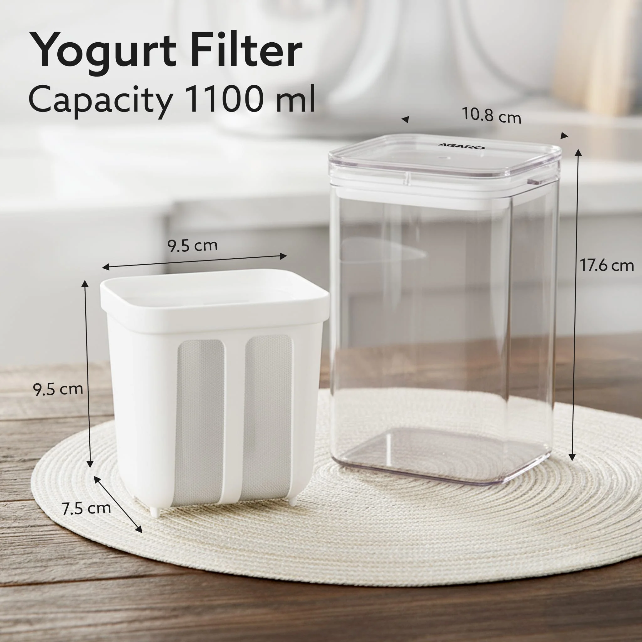 Greek Yogurt Maker & Curd Strainer | 1100ml BPA-Free Yogurt Strainer with Fine Mesh Filter | Whey Separator for Homemade Greek Yogurt, Curd, Cheese & Dairy - Image 2