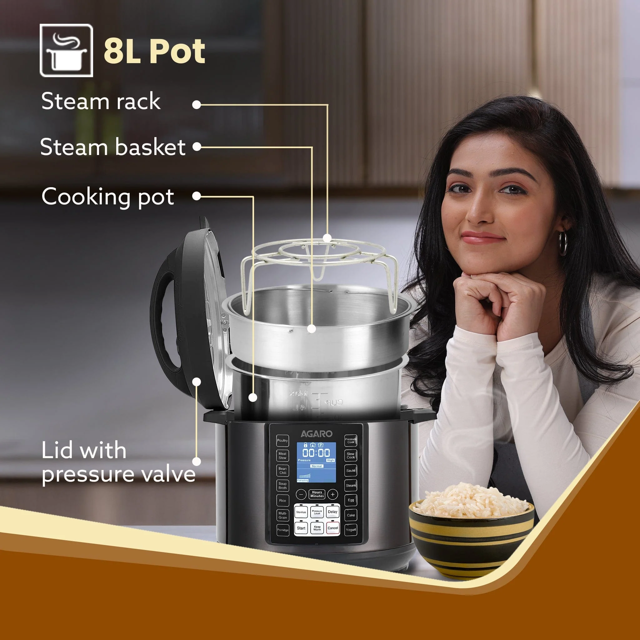 Imperial Electric Pressure Cooker - 8 L - Black - Image 4