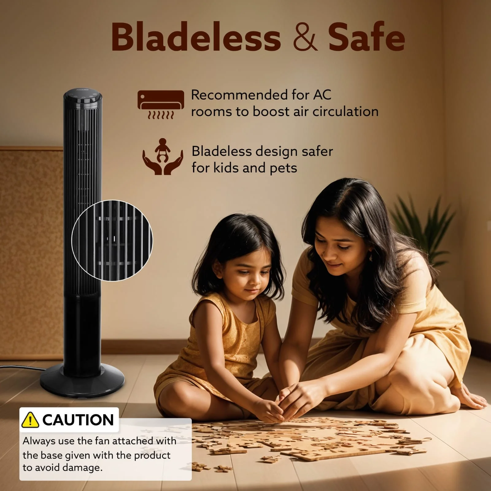 Imperial Oscillating Tower Fan, 40 Inches, 3 Speed, 2 Modes, Electric Standing Fan - Image 5