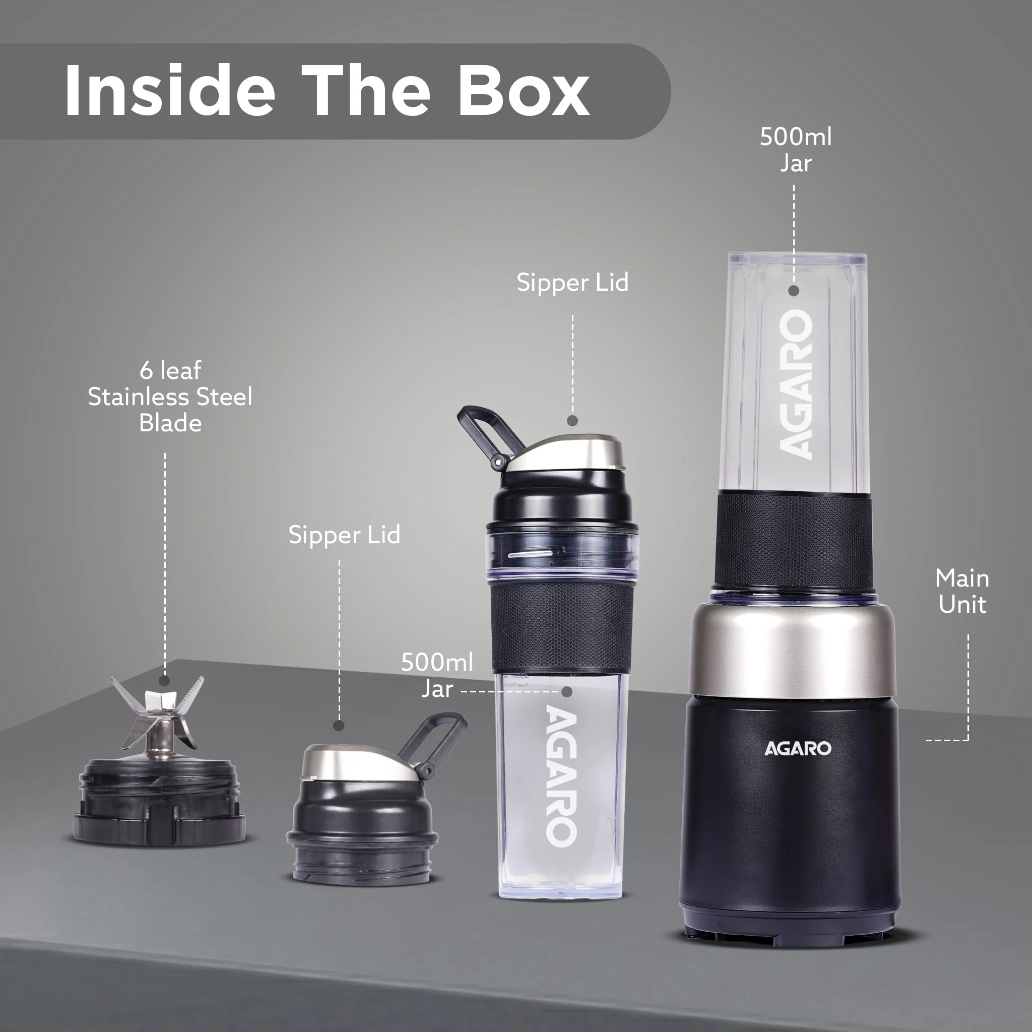 Primo Plus Personal Blender with 2 (500ml) Jars Black - Image 6