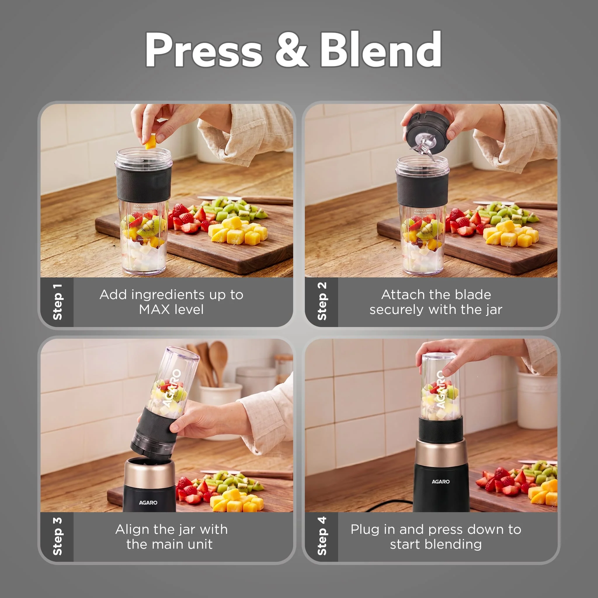 Primo Plus Personal Blender with 2 (500ml) Jars Black - Image 7