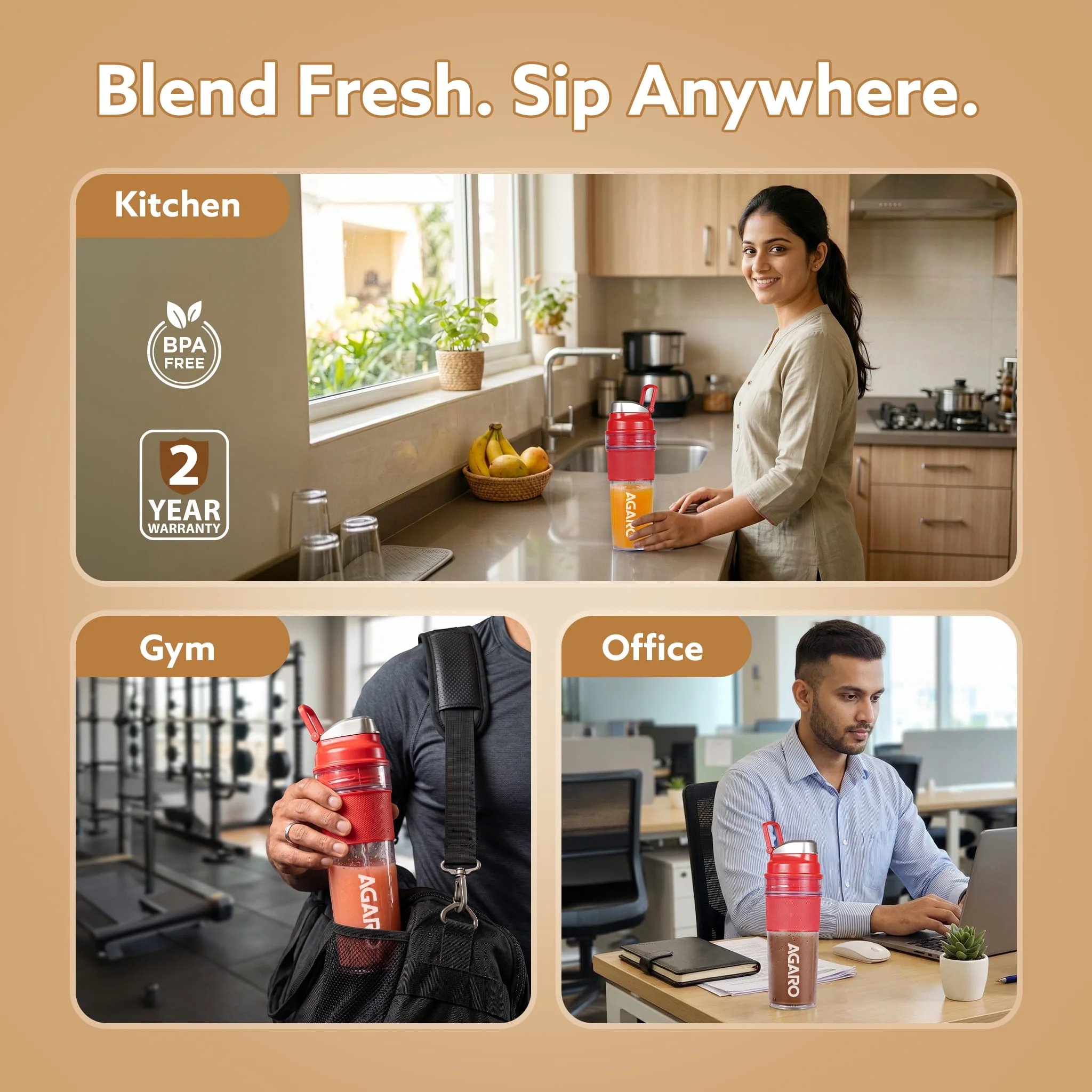 Primo Plus Personal Blender with 2 (500ml) Jars Red - Image 6