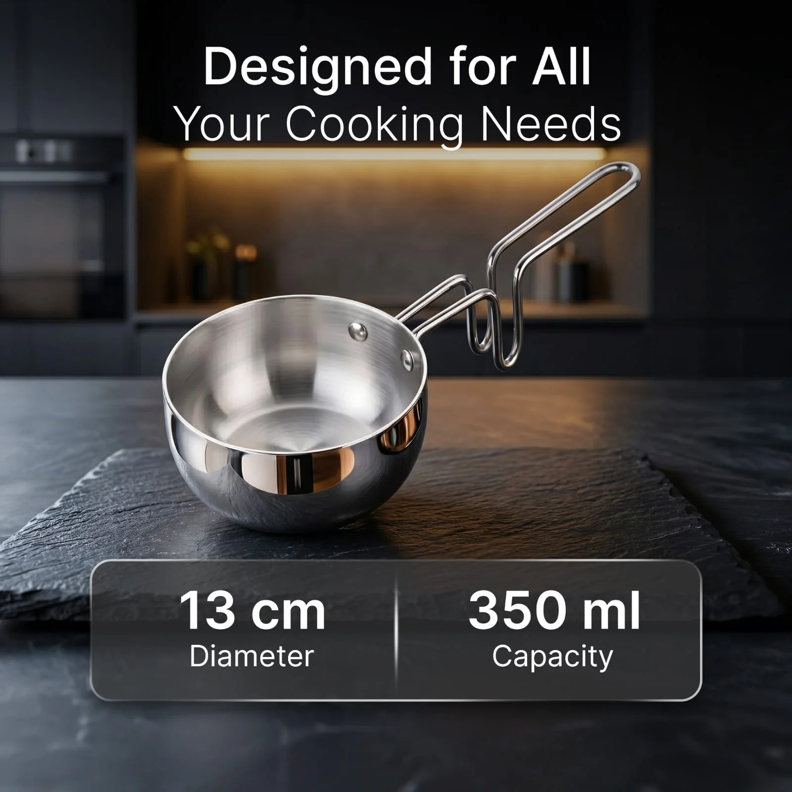 Regency 13 cm Triply Stainless Steel Tadka Pan, 350ml - Image 5