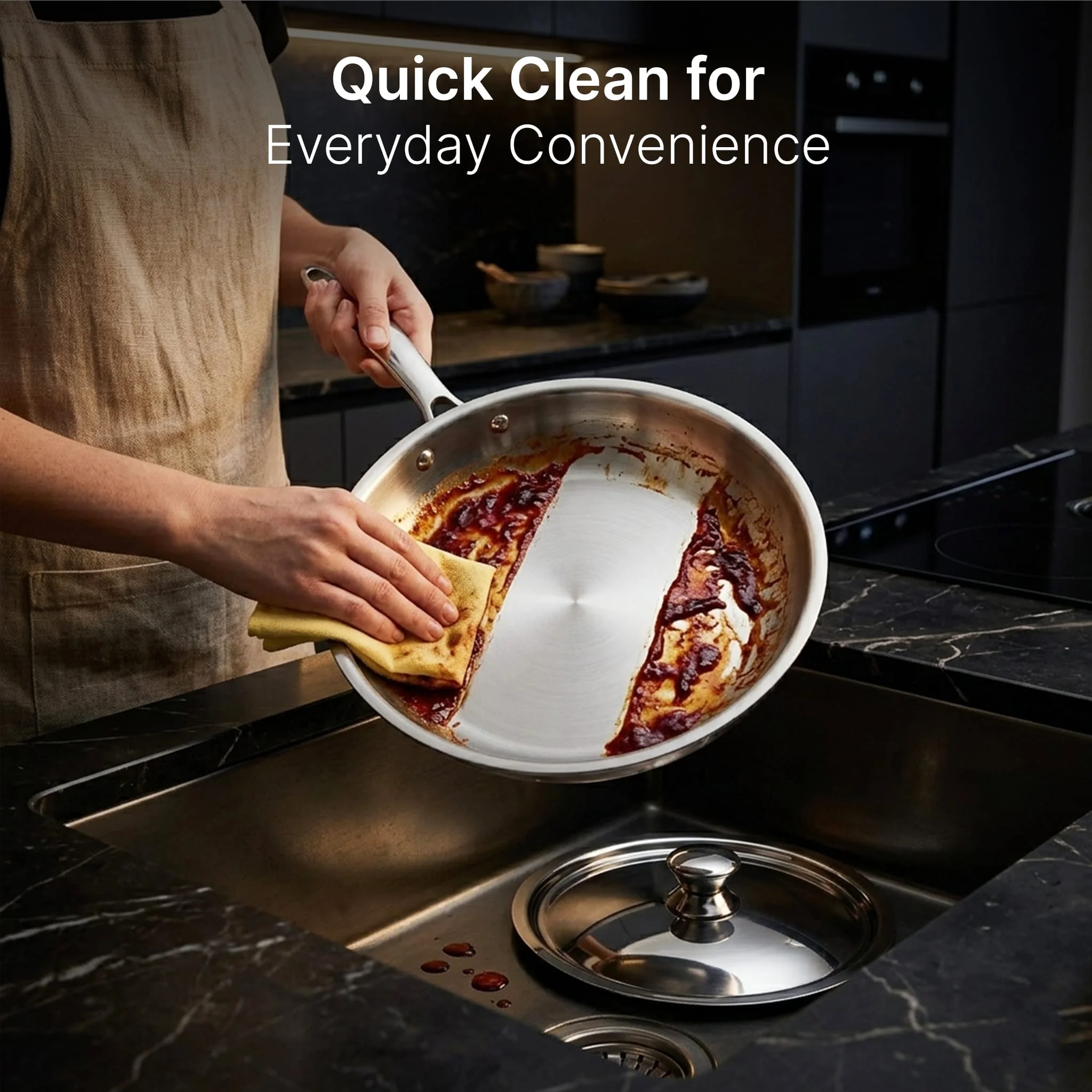 Regency 26 cm Triply Stainless Steel Fry Pan with Lid (2.3L) - Image 7