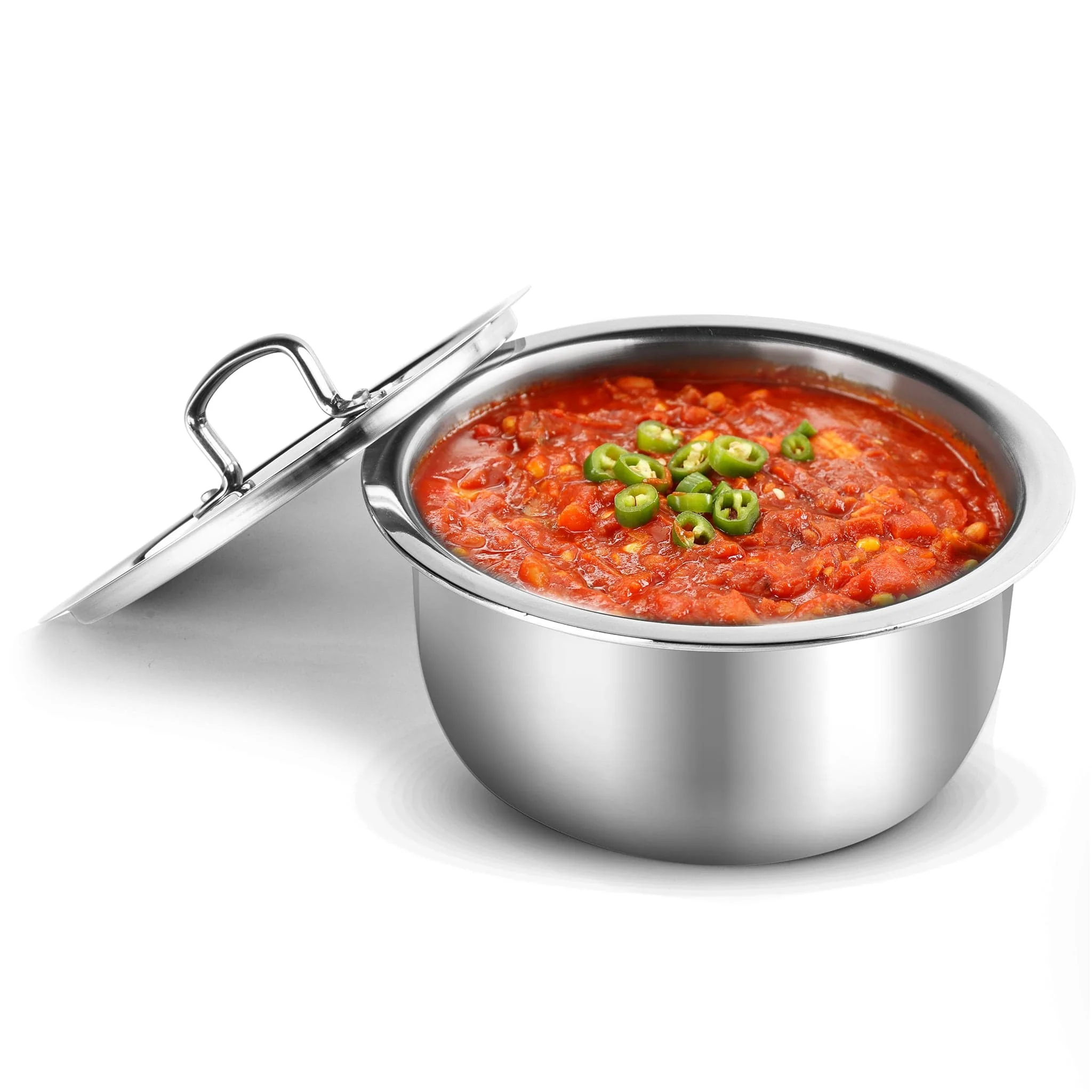 Regency Triply Tope 3.5L with Stainless Steel Lid, 2.5mm Thick Body, Rivetted Handle, Induction & Gas Compatible, Patila, Bhagona, Tapeli, 3 Layered Kitchen Induction Cookware, 20 Cm, Silver