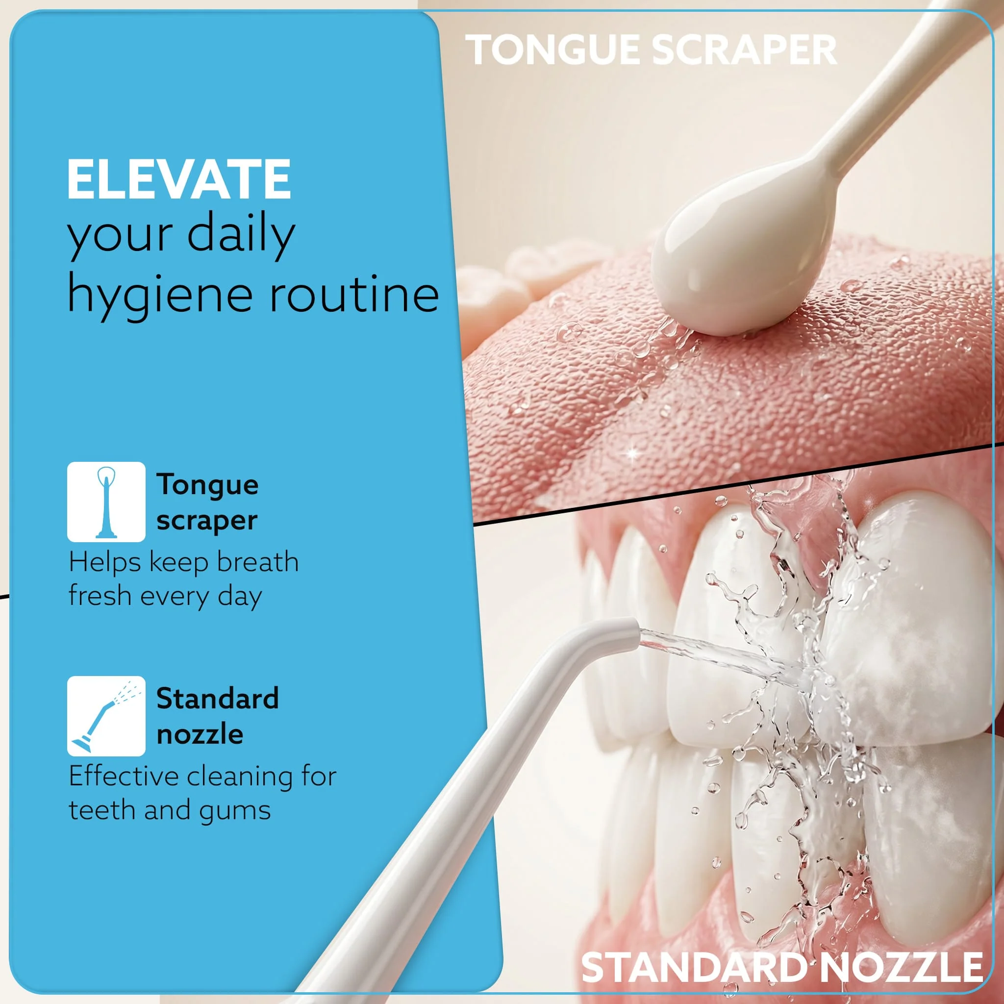 Royal Dental Flosser for teeth, 2 Nozzles, Portable, Cordless & Rechargeable,4 Cleaning Modes,IPX7 Waterproof with 200ml Watertank, Flossing at Home & Travel,Oral Flosser,Oral Irrigator - Image 6