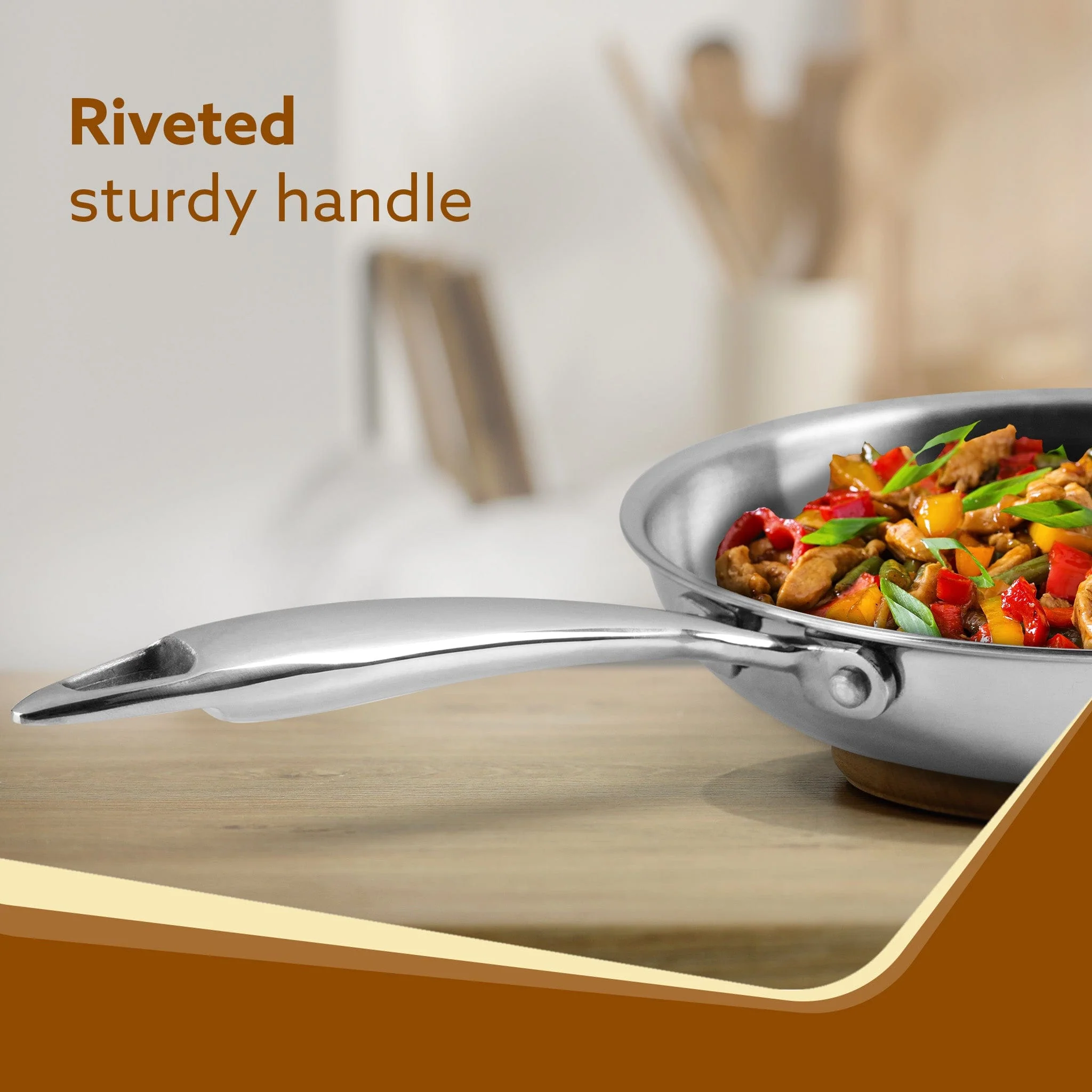 Royal Honey Comb Frying Pan, 1L Capacity, 22 cm Diameter, Tri-Ply Steel with Honey Comb, Riveted  Handle,  Food Safe & PFOA Free, Gas & Induction Compatible, Cooking, Frying, Serving, Silver - Image 4