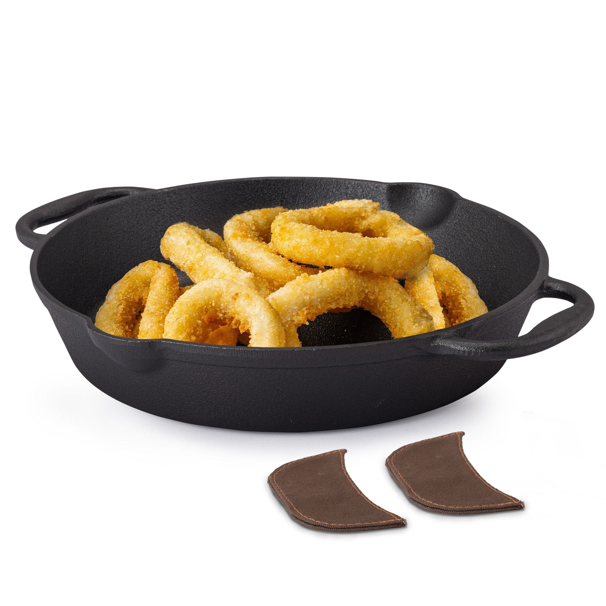 Royal Pre Seasoned Cast Iron Deep Fry Pan,25 cm Diameter,1.8L Capacity,No Chemical Coating,Rigid Handles,Fast Heating,Heavy Weight,Gas Oven & Induction Compatible,Frying,Deep Frying,Black