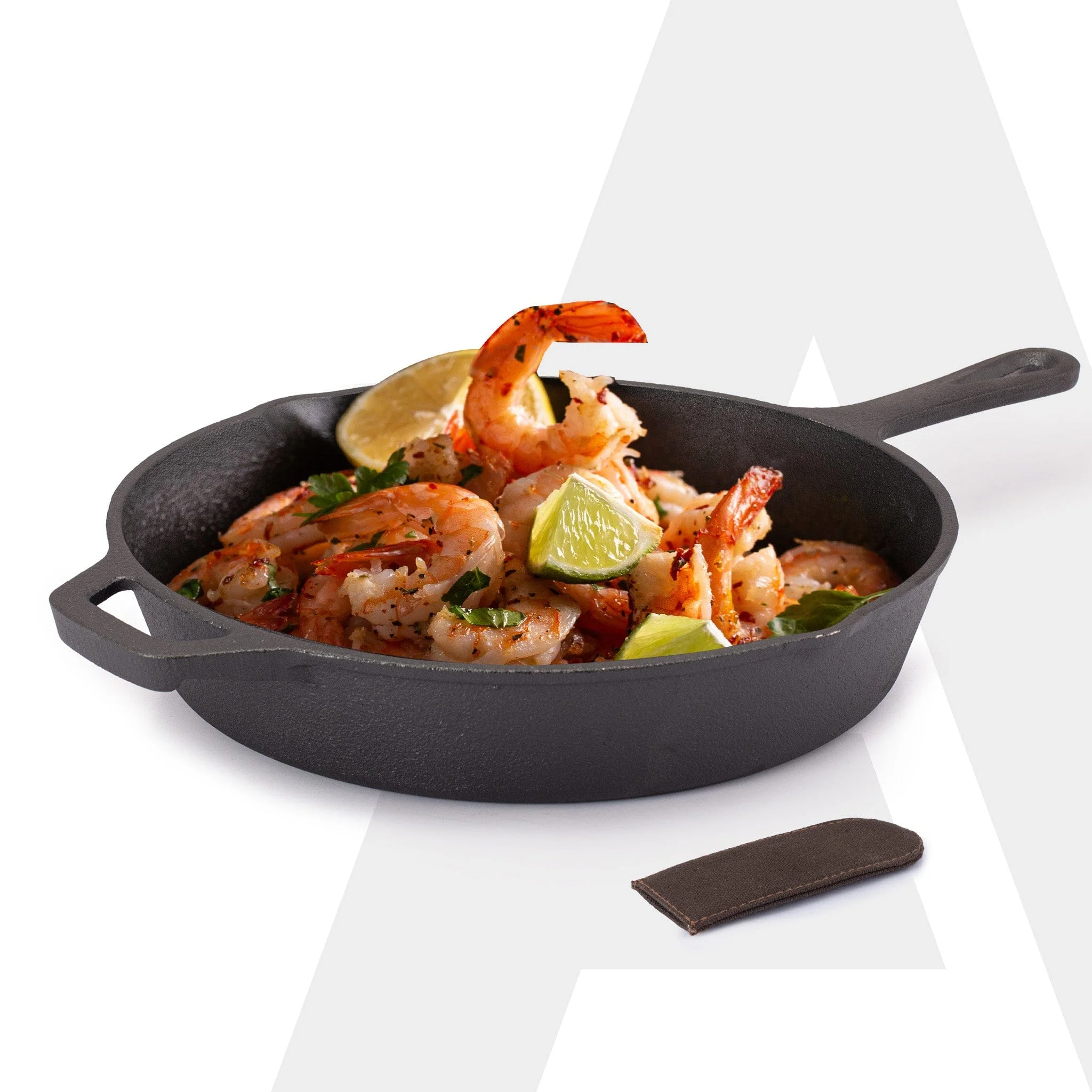 Royal Pre Seasoned Cast Iron Deep Round Fry Pan, 26cm Diameter, 1.8L, No Chemical Coating, Rigid Handles, Fast Heating, Heavy Weight, Gas Oven & Induction Compatible, Frying, Deep Frying, Black