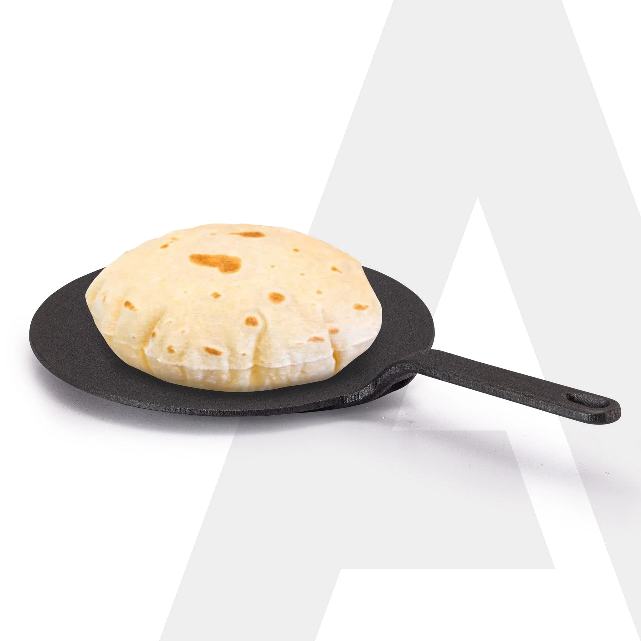 Royal Pre Seasoned Cast Iron Tawa, 26 CM Diameter, No Chemical Coating, Long Rigid Handle, Fast Heating, Heavy Weight, Gas Oven Compatible, Roti, Chapathi, Paratha, Omlette Maker,Black