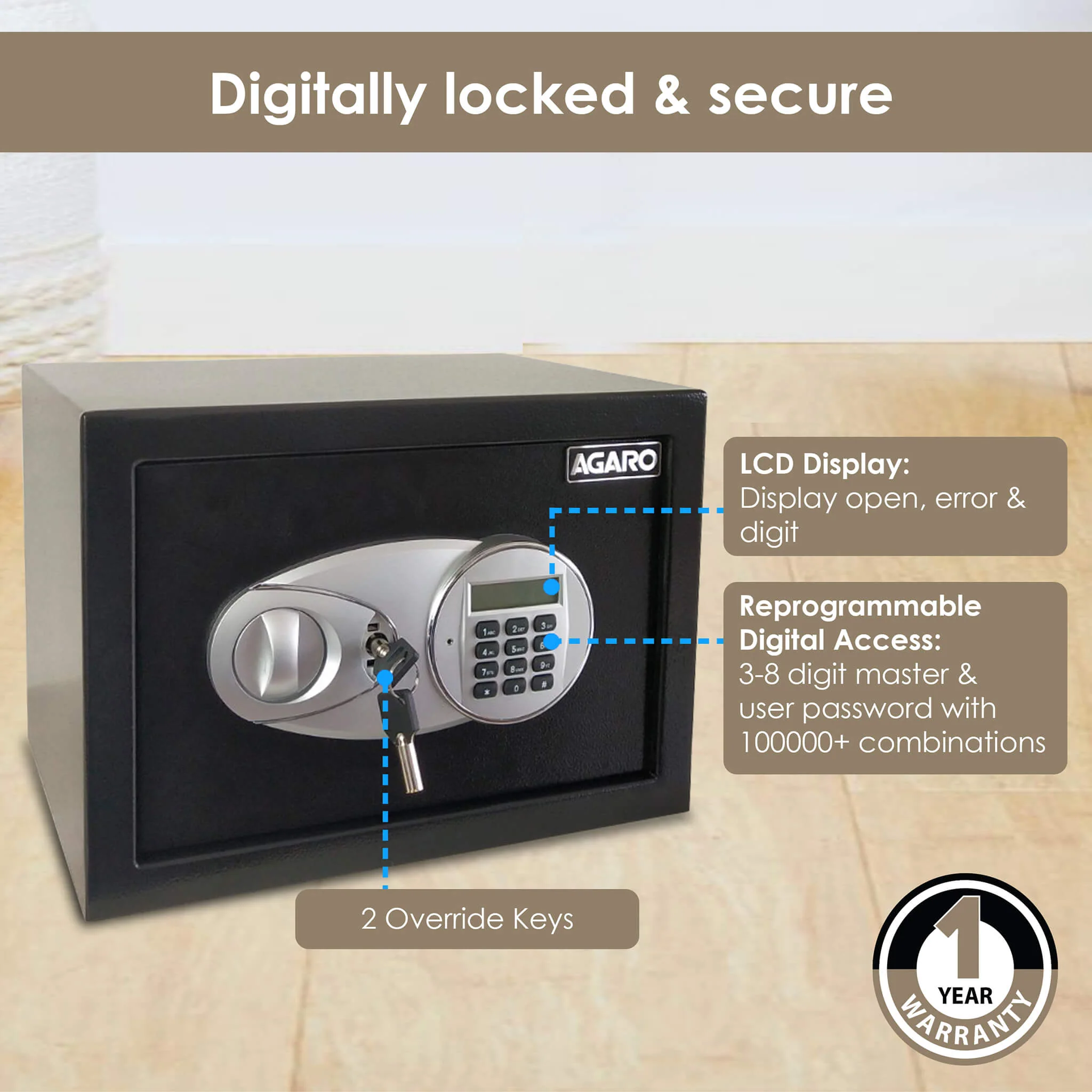 SALVO AG16 Security Safe, 1 Cubic Feet, 16 Litres Capacity - Image 5