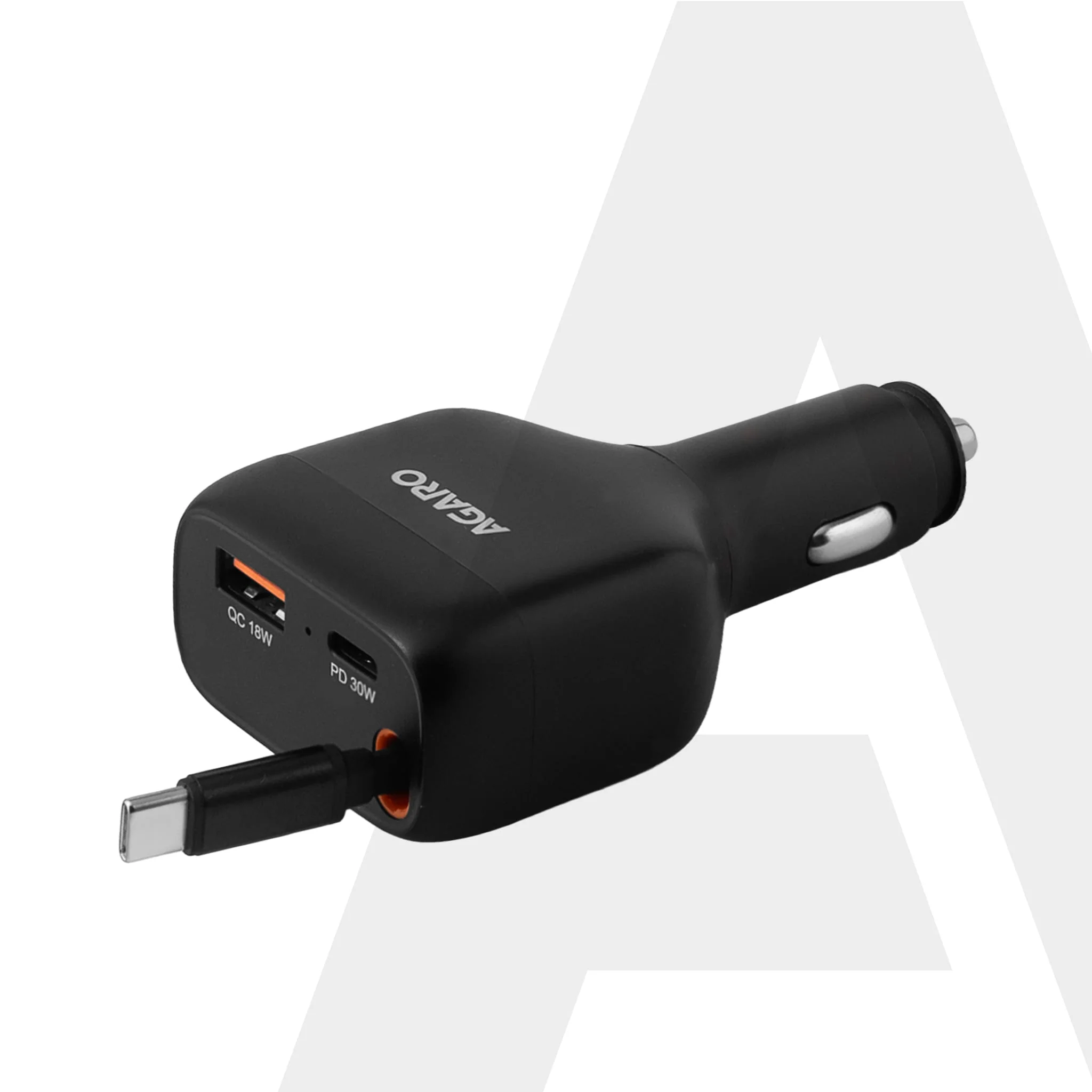 Turbo 84 W 3 in1 Car Charger with 86 cm Retractable Cable