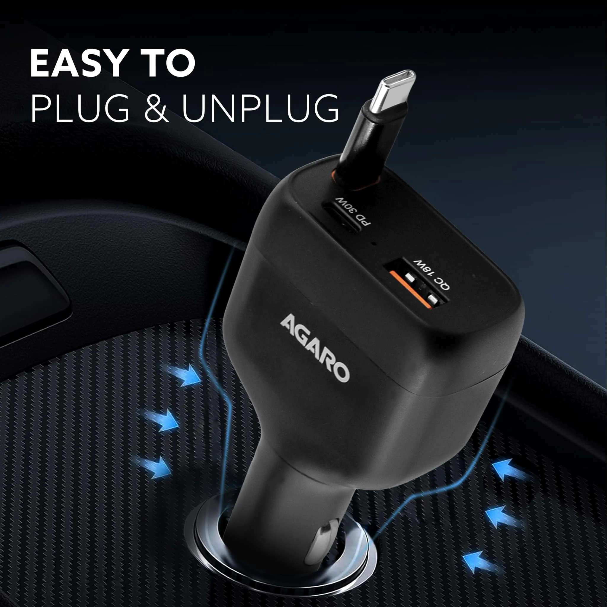 Turbo 84 W 3 in1 Car Charger with 86 cm Retractable Cable - Image 6
