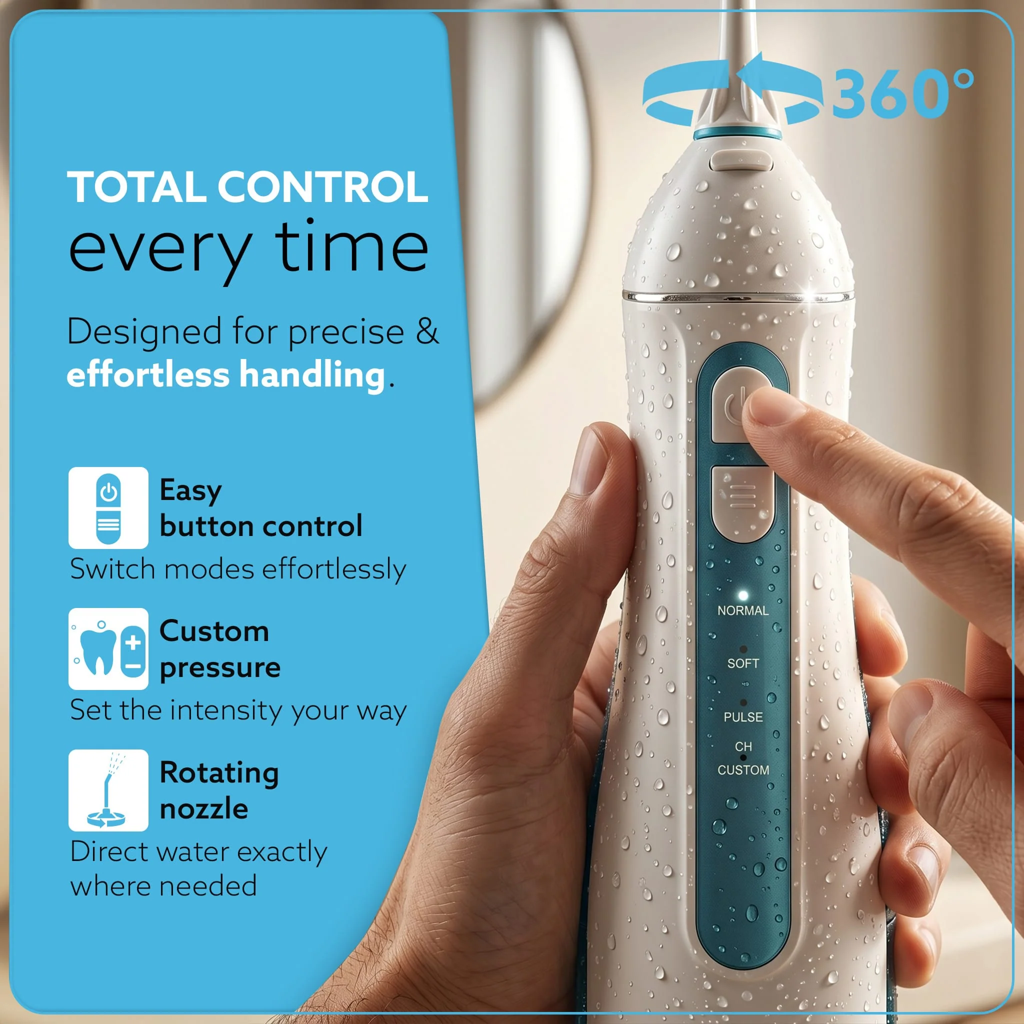 Ultra Plus Portable Dental Flosser for teeth, 5 Nozzles, Portable,Cordless & Rechargeable,4 Cleaning Modes,IPX7 Waterproof with 200ml Watertank, Flossing at Home & Travel,Oral Flosser,Oral Irrigator - Image 5