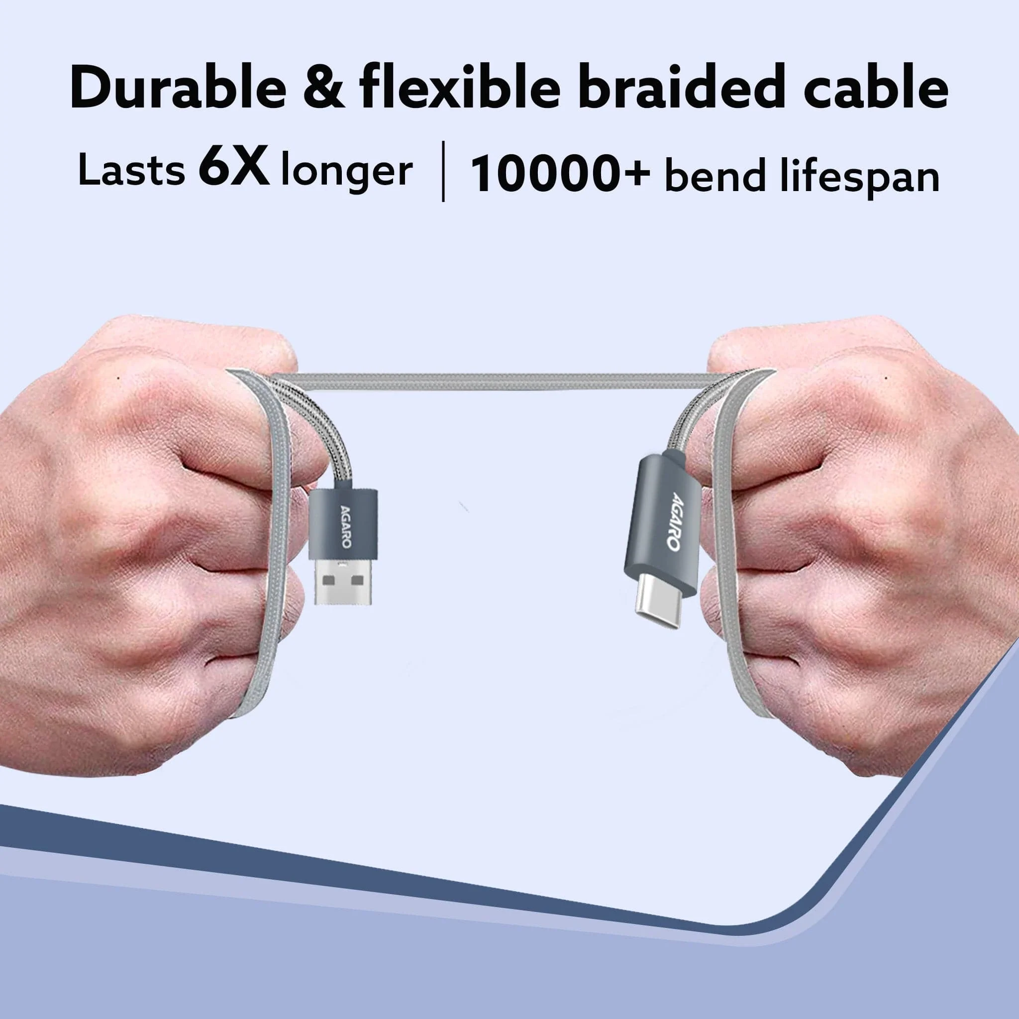USB-A to Type C Cable, Nylon Braided Cable, 65W, 6A Fast Charging, Compatible with All Type C Devices Including Smartphones, Tablets, etc, PD Technology, 1 M (3.2Ft), 480 Mbps Data Transmission - Image 5